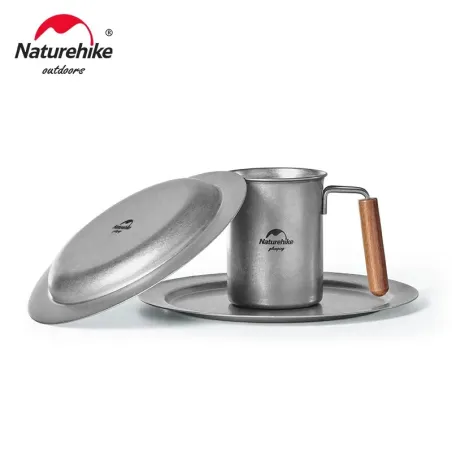 Batterie de cuisine de camping durable en acier inoxydable NATUREHIKE